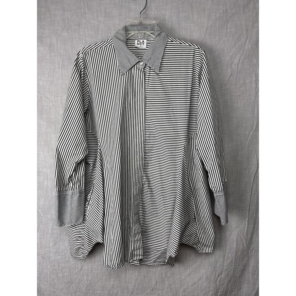 PLANET by Lauren G Shirt 2 Striped Blouse Button Up